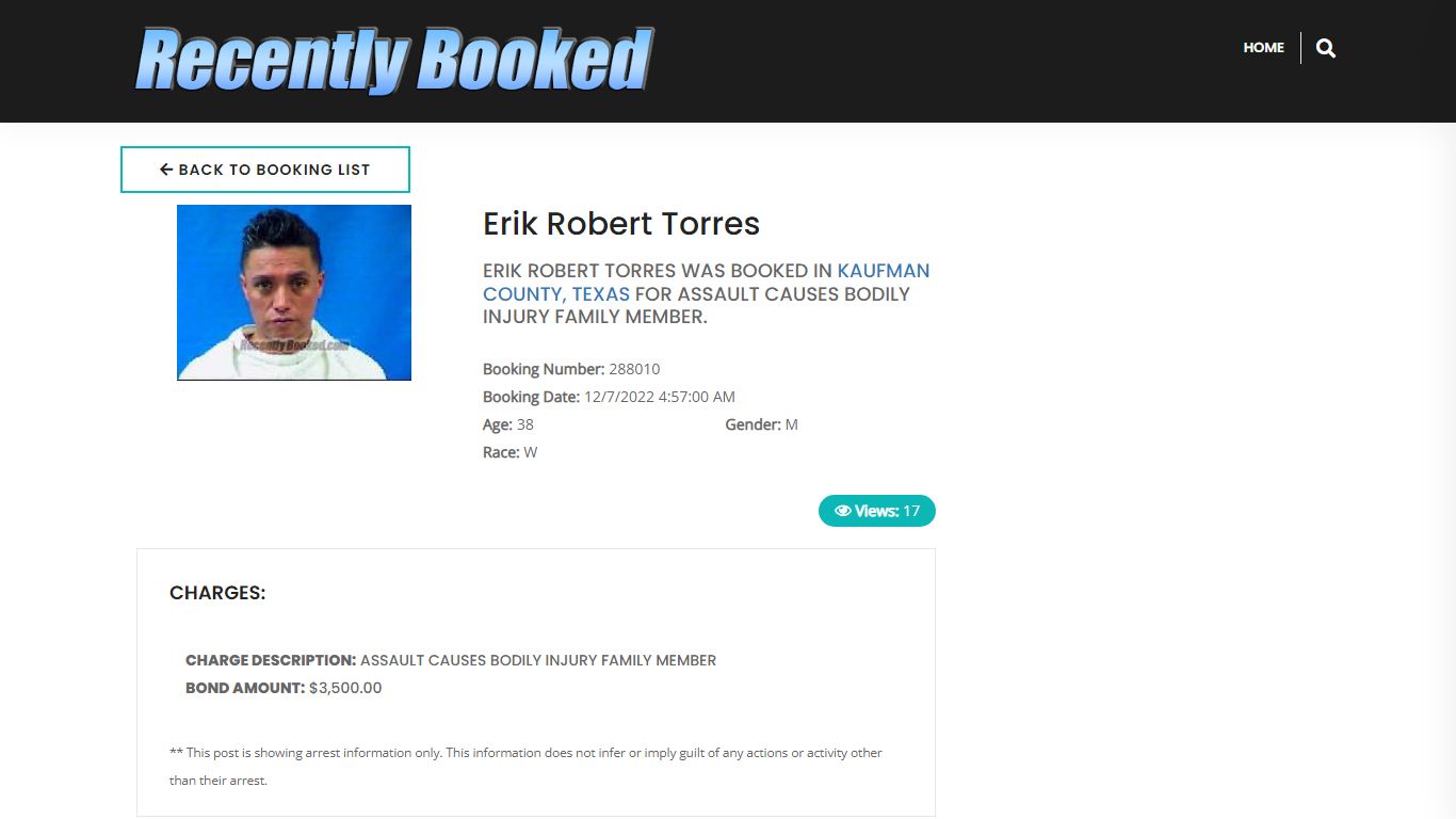 Recent Booking / Mugshot for Erik Robert Torres in Kaufman County, Texas